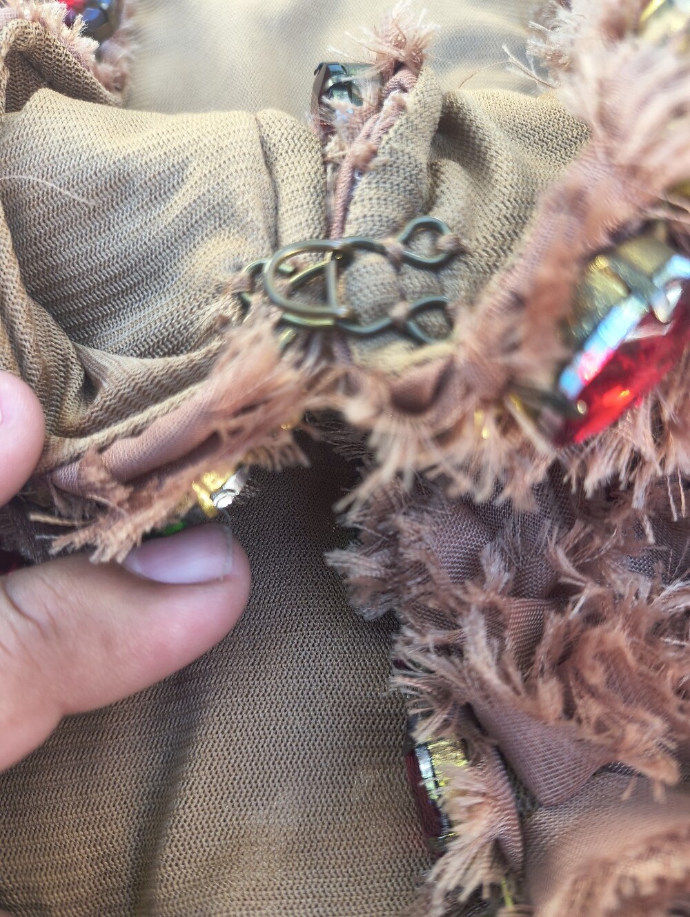 Brown Textured Cropped Jacket With Multi Color Rhinestones - Picture 8 of 11